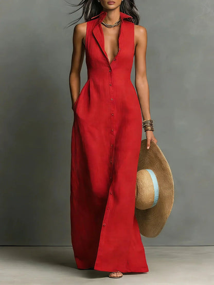Casual Maxi Dress - Red