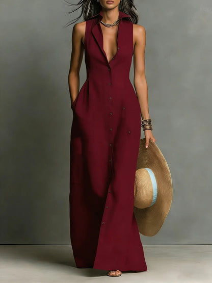 Casual Maxi Dress - Burgundy