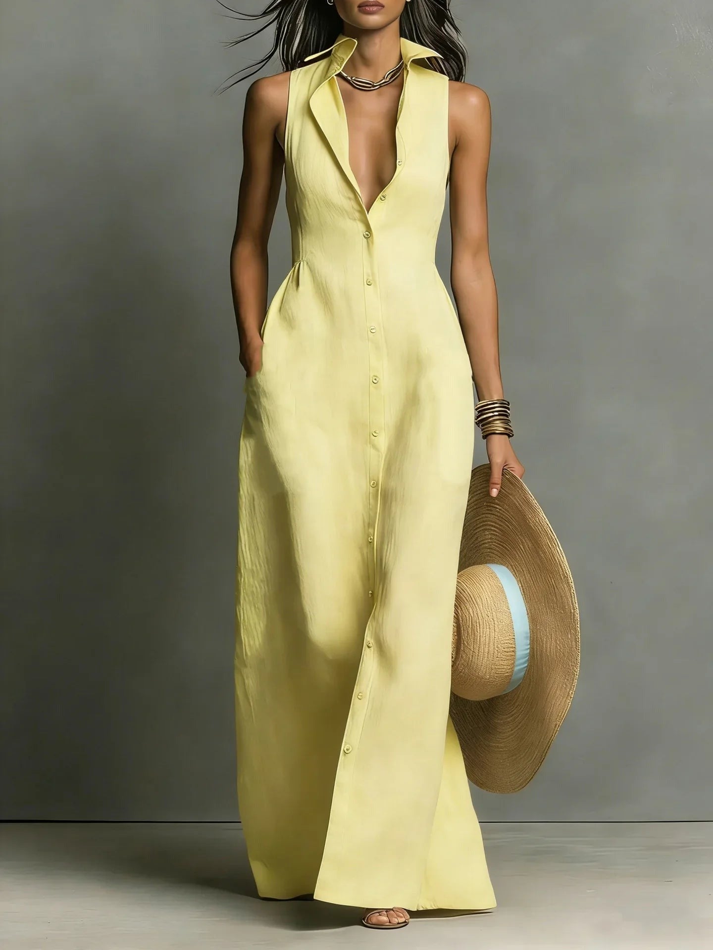 Casual Maxi Dress - Yellow