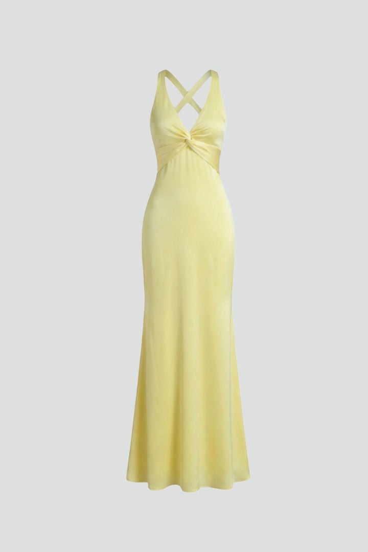 Wedding Guest Halter Maxi Dress