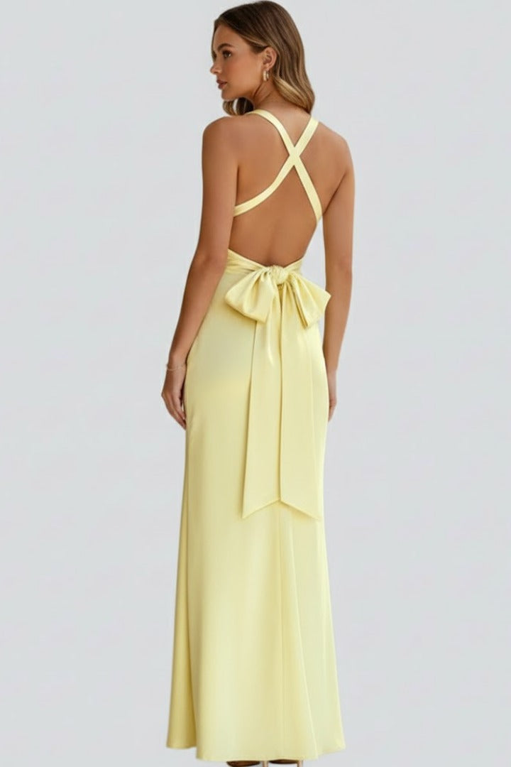 Wedding Guest Halter Maxi Dress