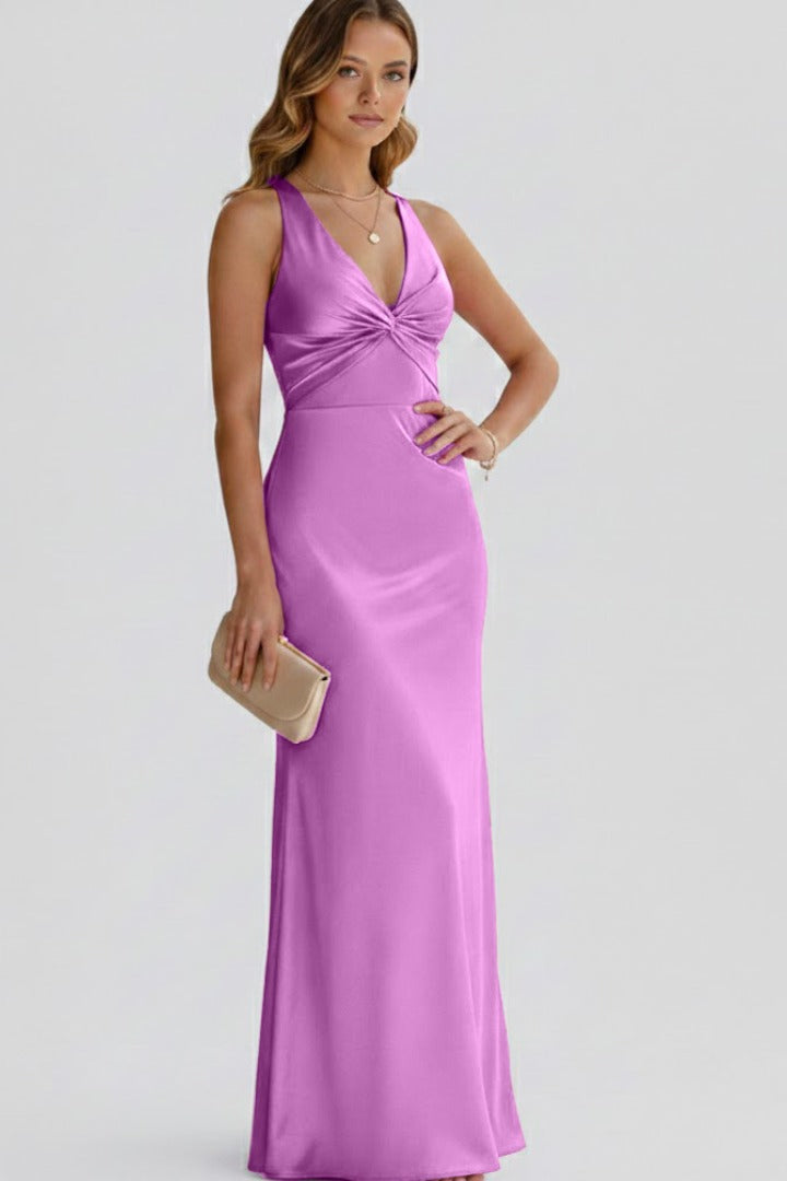 Wedding Guest Halter Maxi Dress - Purple