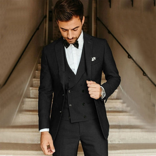 3 Piece Wedding Suit - Black