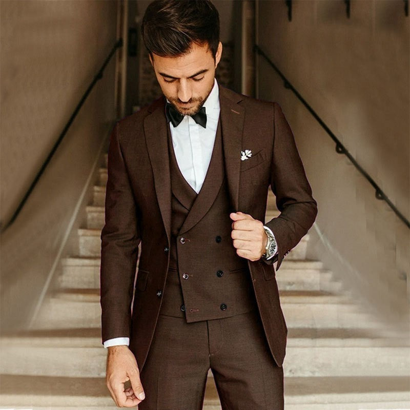 3 Piece Wedding Suit - Dark Brown