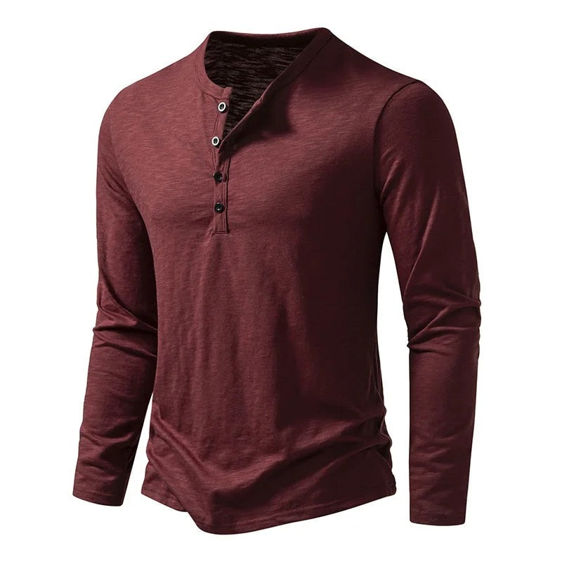 Casual Long Sleeve Shirt - Burgundy