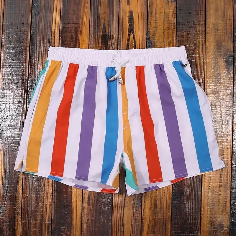 Striped Swim Trunks - Rainbow