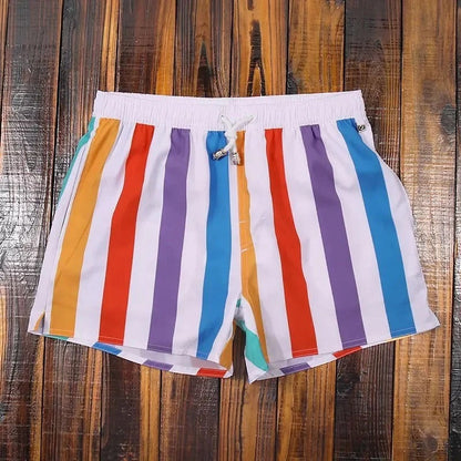 Striped Swim Trunks - Rainbow