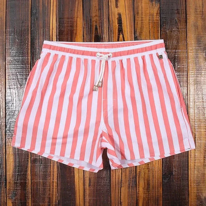 Striped Swim Trunks - Pink