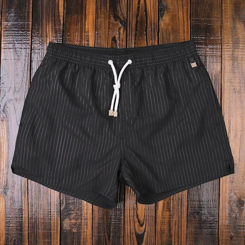 Striped Swim Trunks - Black