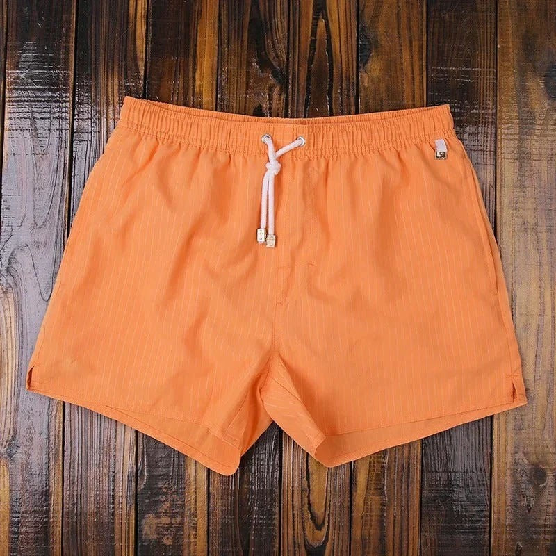 Striped Swim Trunks - Orange