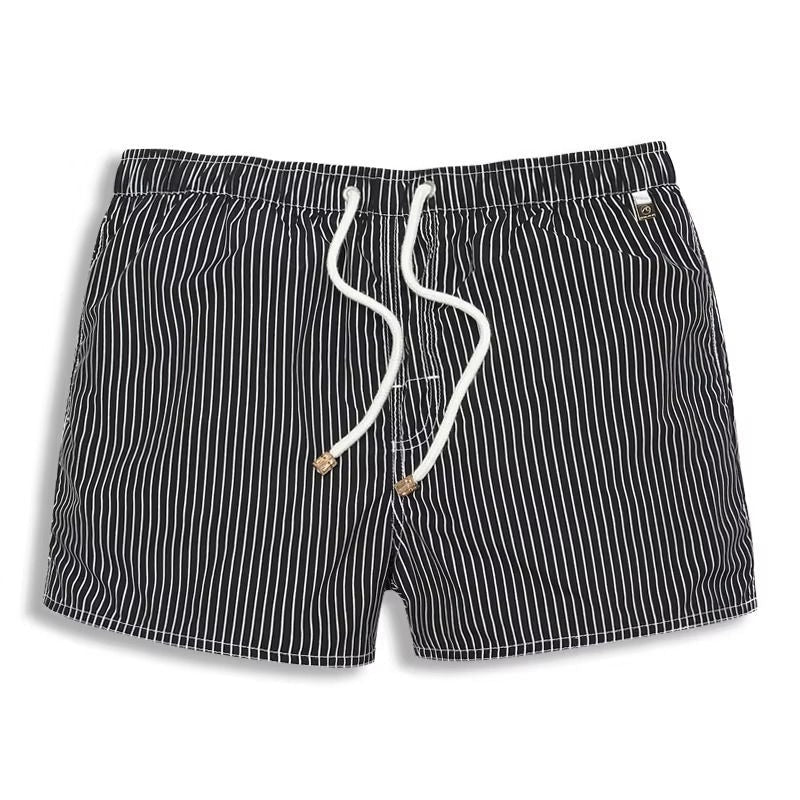 Striped Swim Trunks - Black-and-white