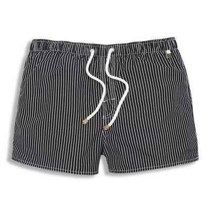 Striped Swim Trunks - Black-and-white