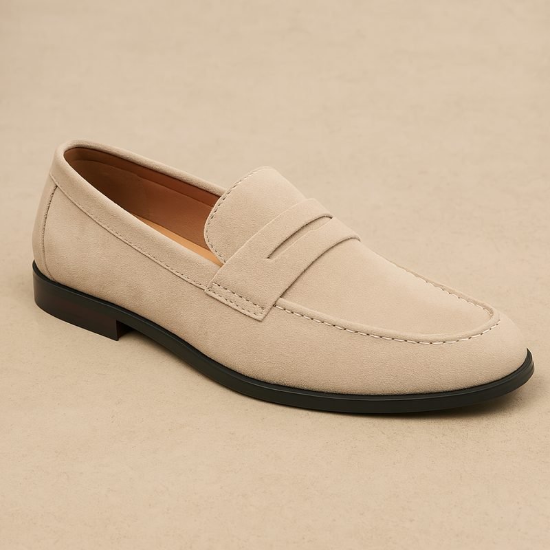 Men's Suede Penny Loafers - Beige