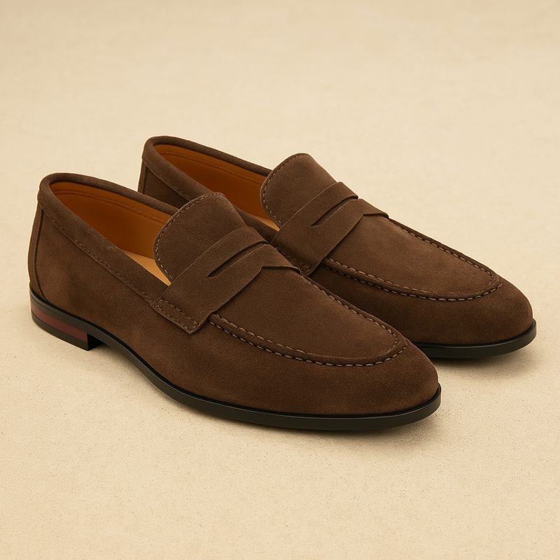 Men's Suede Penny Loafers - Brown