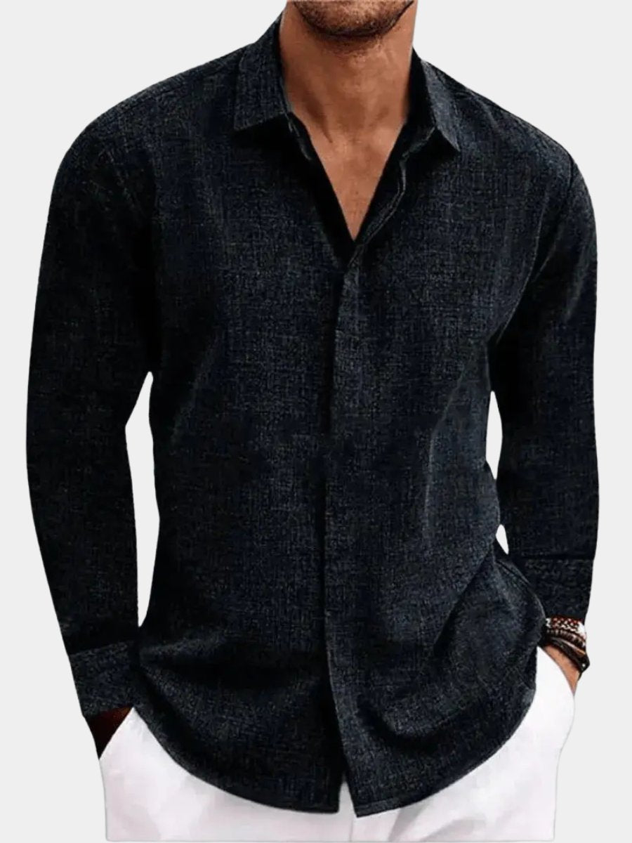Men's Linen-Cotton Button-Up Shirt