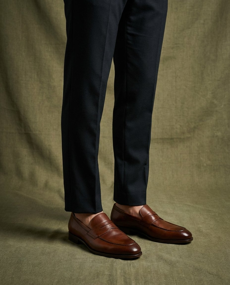 Men's Polished Leather Penny Loafers