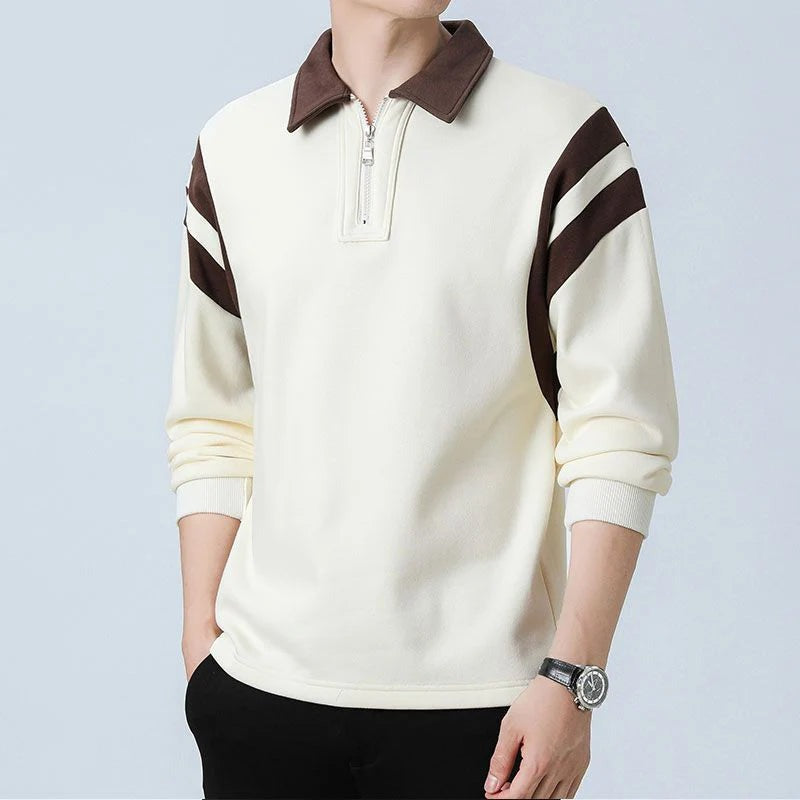 Quarter Zip Polo Sweatshirt - White