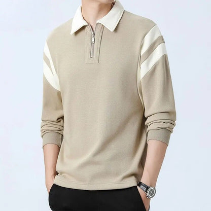 Quarter Zip Polo Sweatshirt - Khaki
