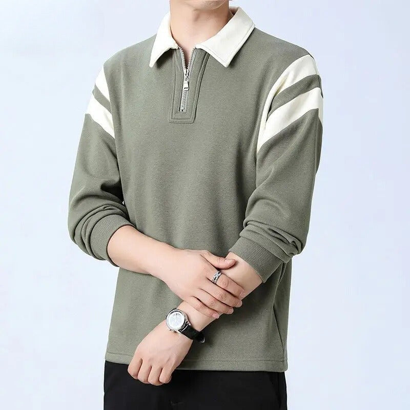 Quarter Zip Polo Sweatshirt - Green
