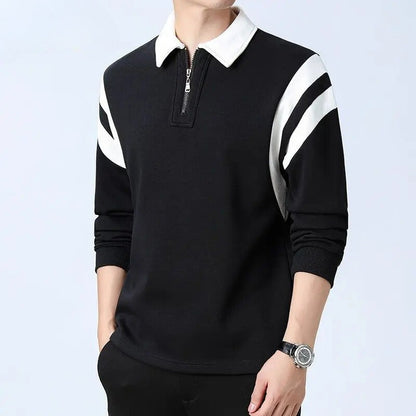 Quarter Zip Polo Sweatshirt - Black