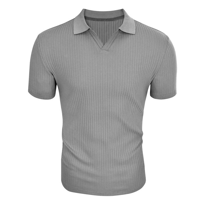Ribbed Short Sleeve Polo Shirt
