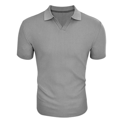 Ribbed Short Sleeve Polo Shirt