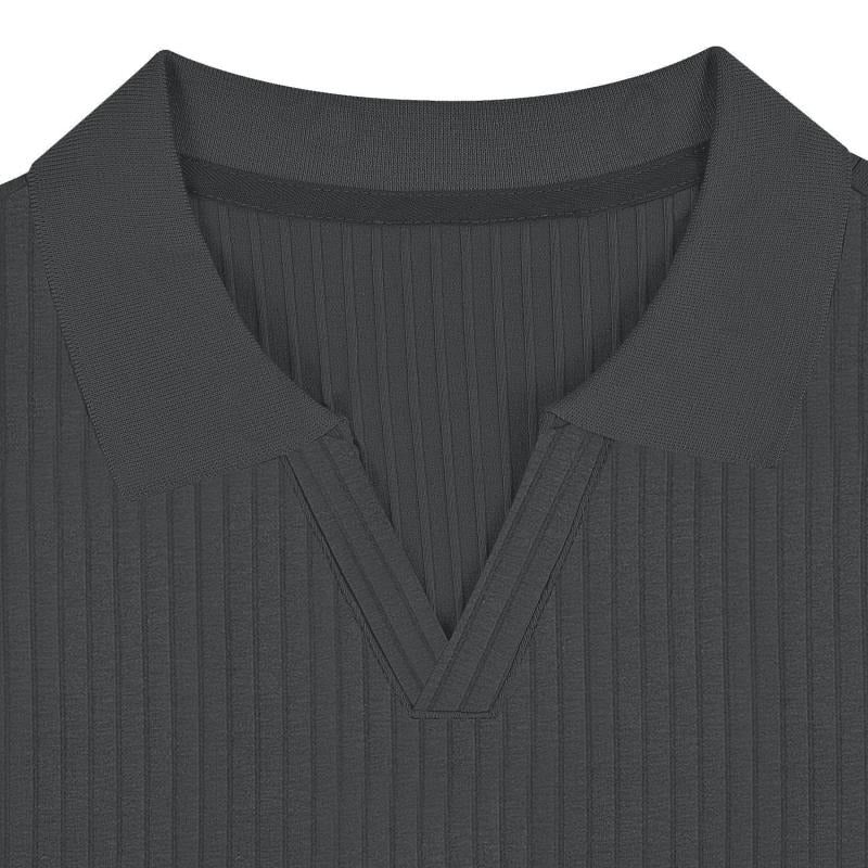 Ribbed Short Sleeve Polo Shirt