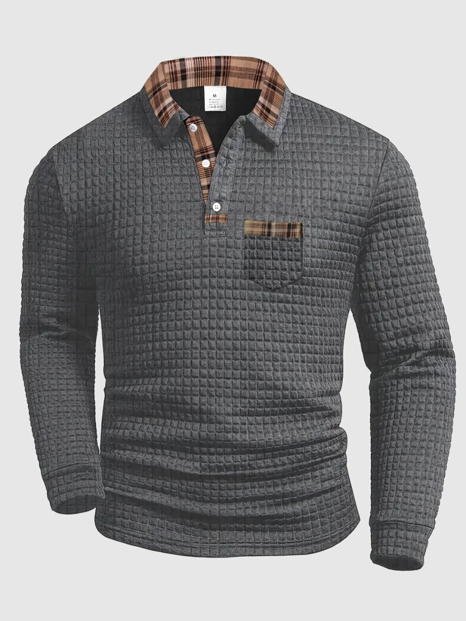 Long Sleeve Polo Shirt - Gray