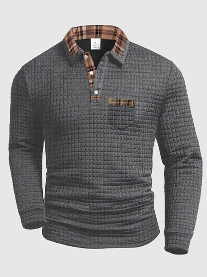 Long Sleeve Polo Shirt - Gray