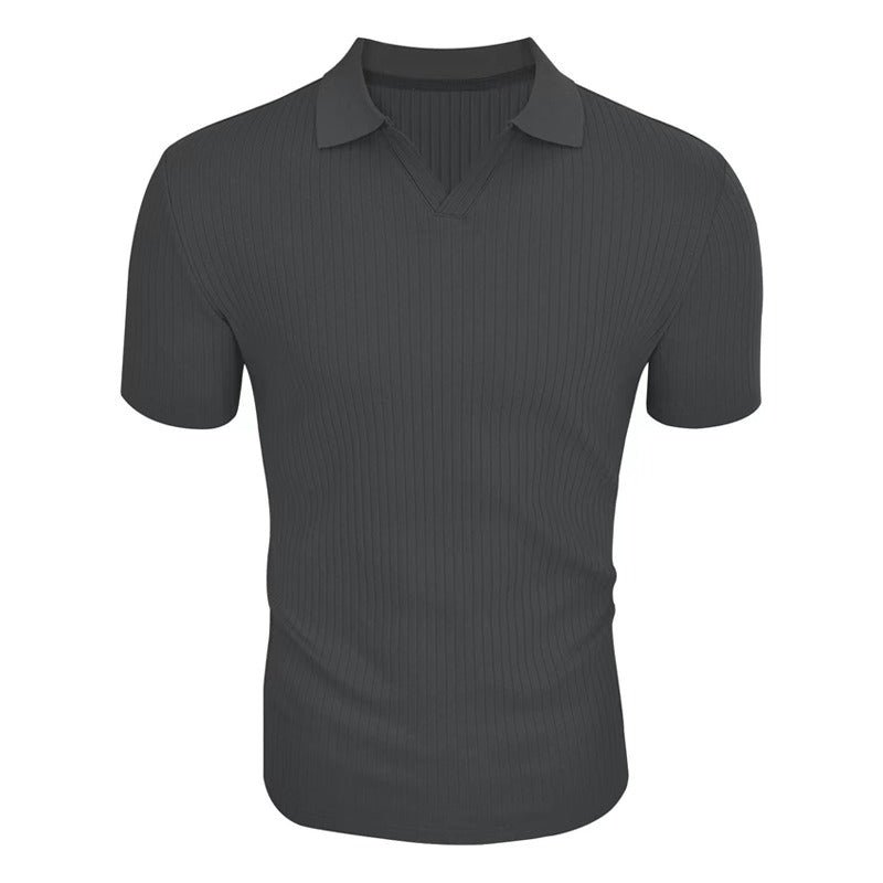 Ribbed Short Sleeve Polo Shirt