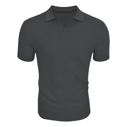 Ribbed Short Sleeve Polo Shirt