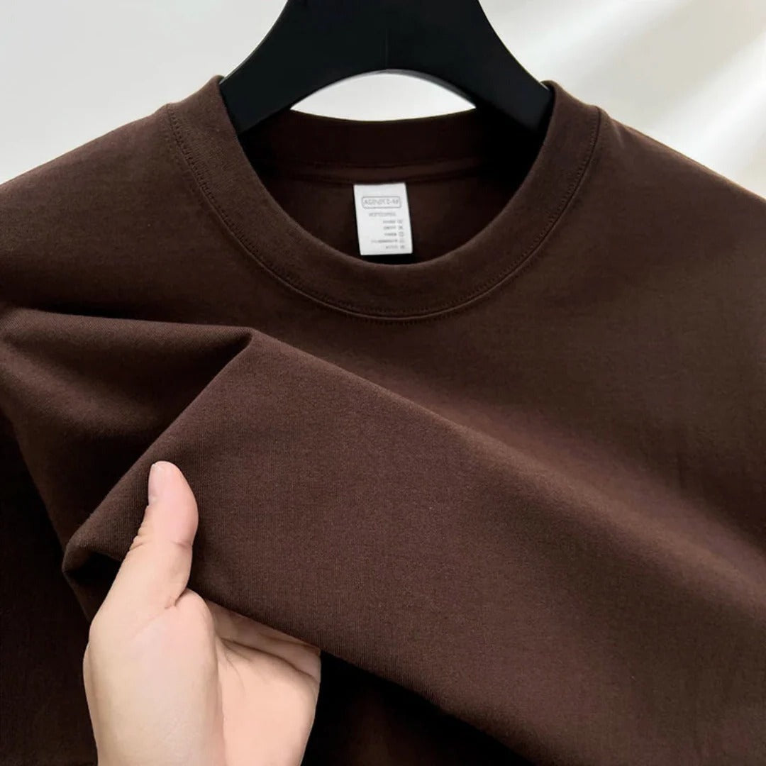 Short Sleeve Crew Neck Tee - Brown