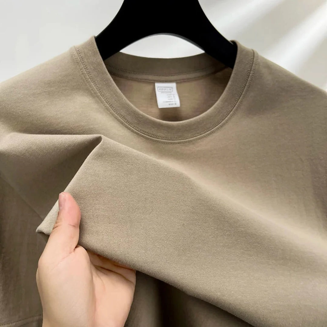 Short Sleeve Crew Neck Tee - Beige