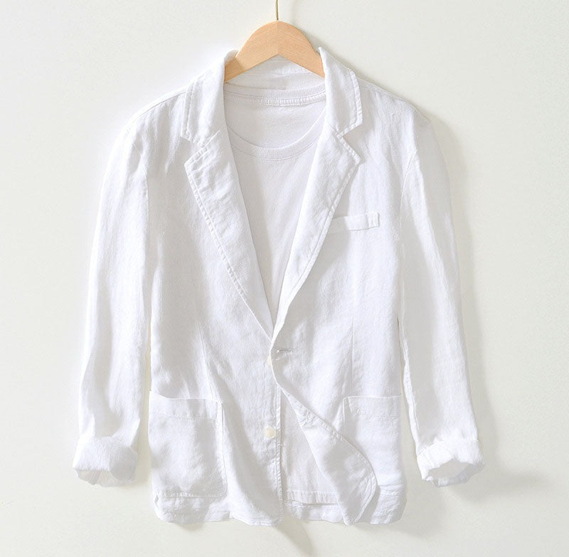 Linen Casual Blazer - White