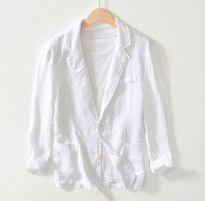 Linen Casual Blazer - White