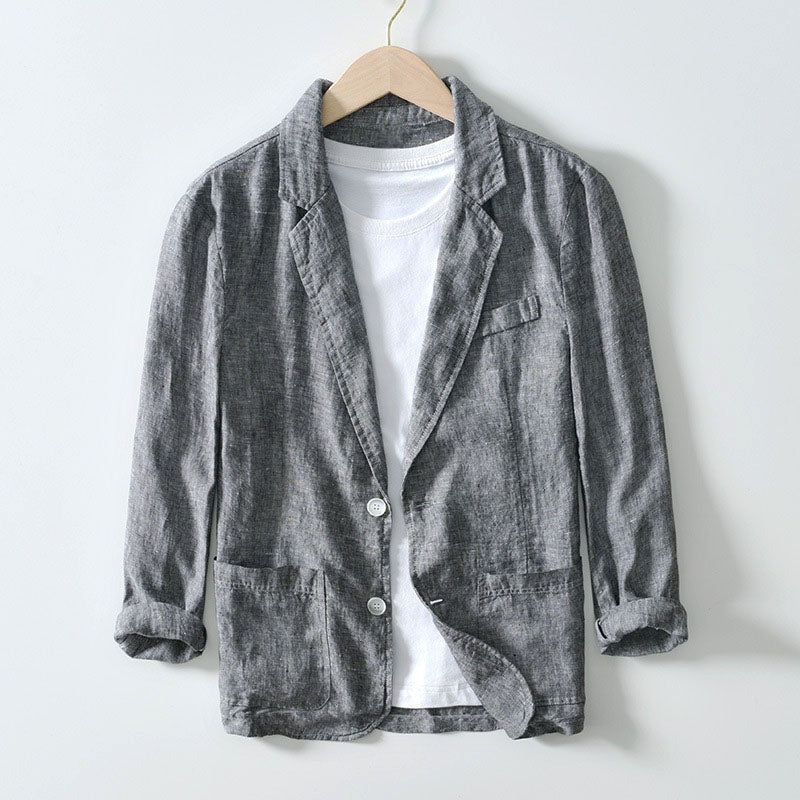 Linen Casual Blazer - Gray