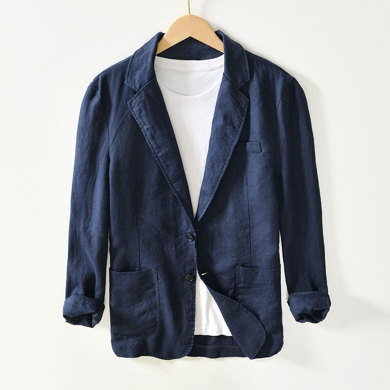 Linen Casual Blazer - Blue