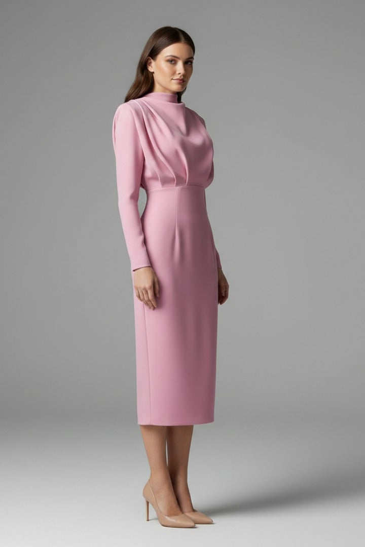 Mock Neck Long Sleeve Maxi Dress