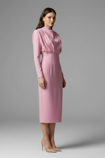 Mock Neck Long Sleeve Maxi Dress