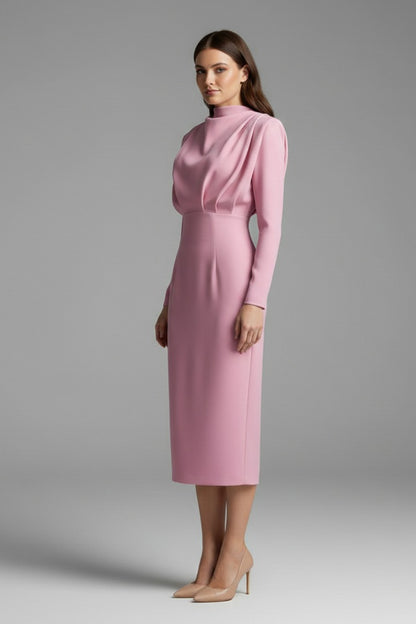 Mock Neck Long Sleeve Maxi Dress