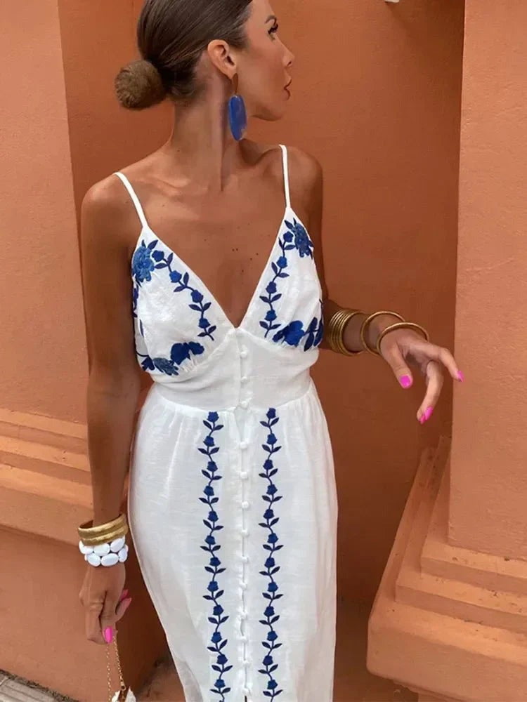 Floral Embroidered Maxi Dress