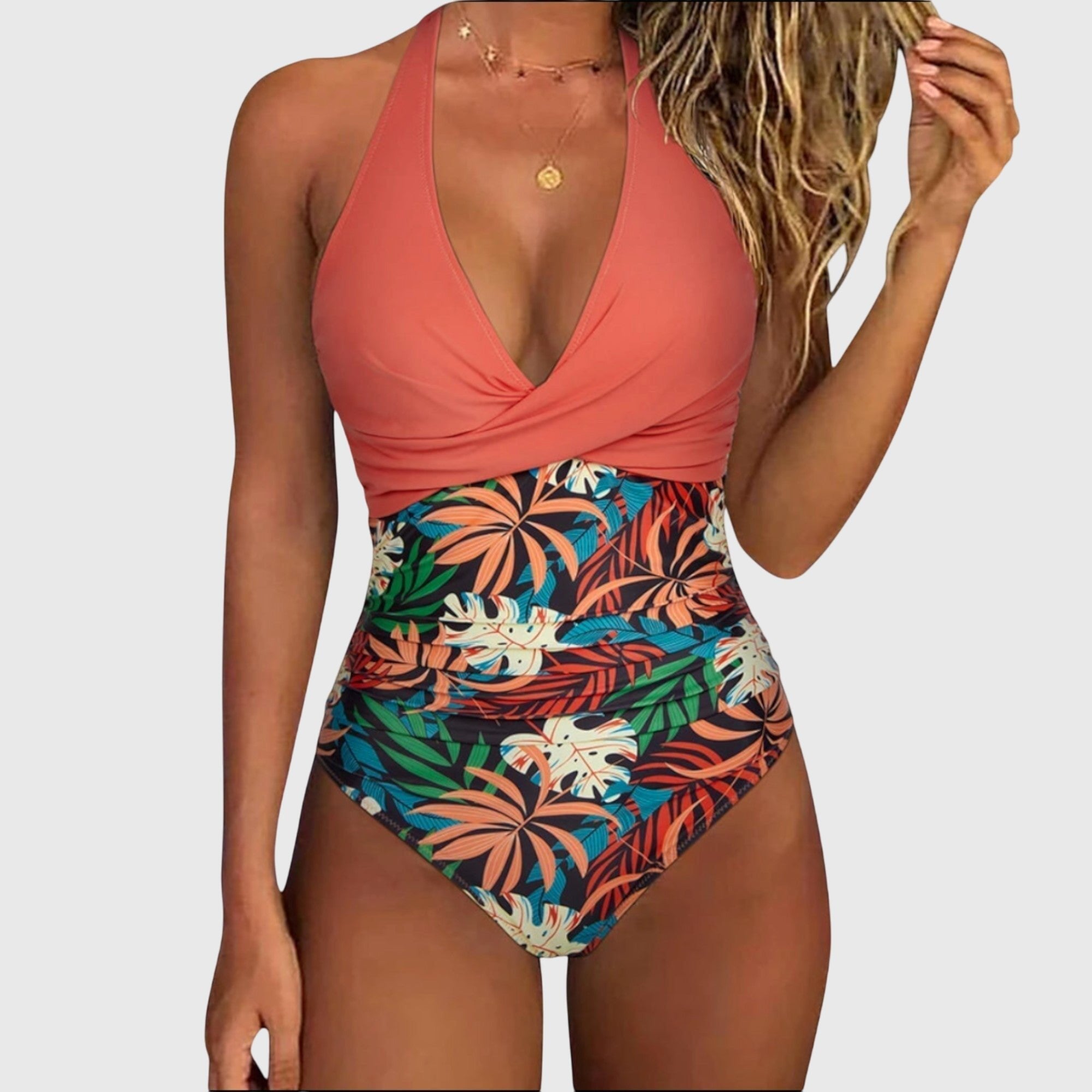 Women's Floral V-Neck Swimsuit - Tropical