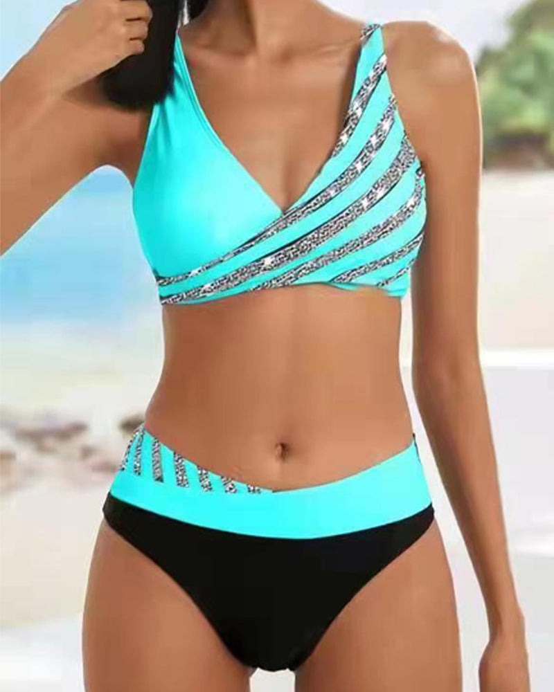 One Shoulder Bikini Two Piece Set