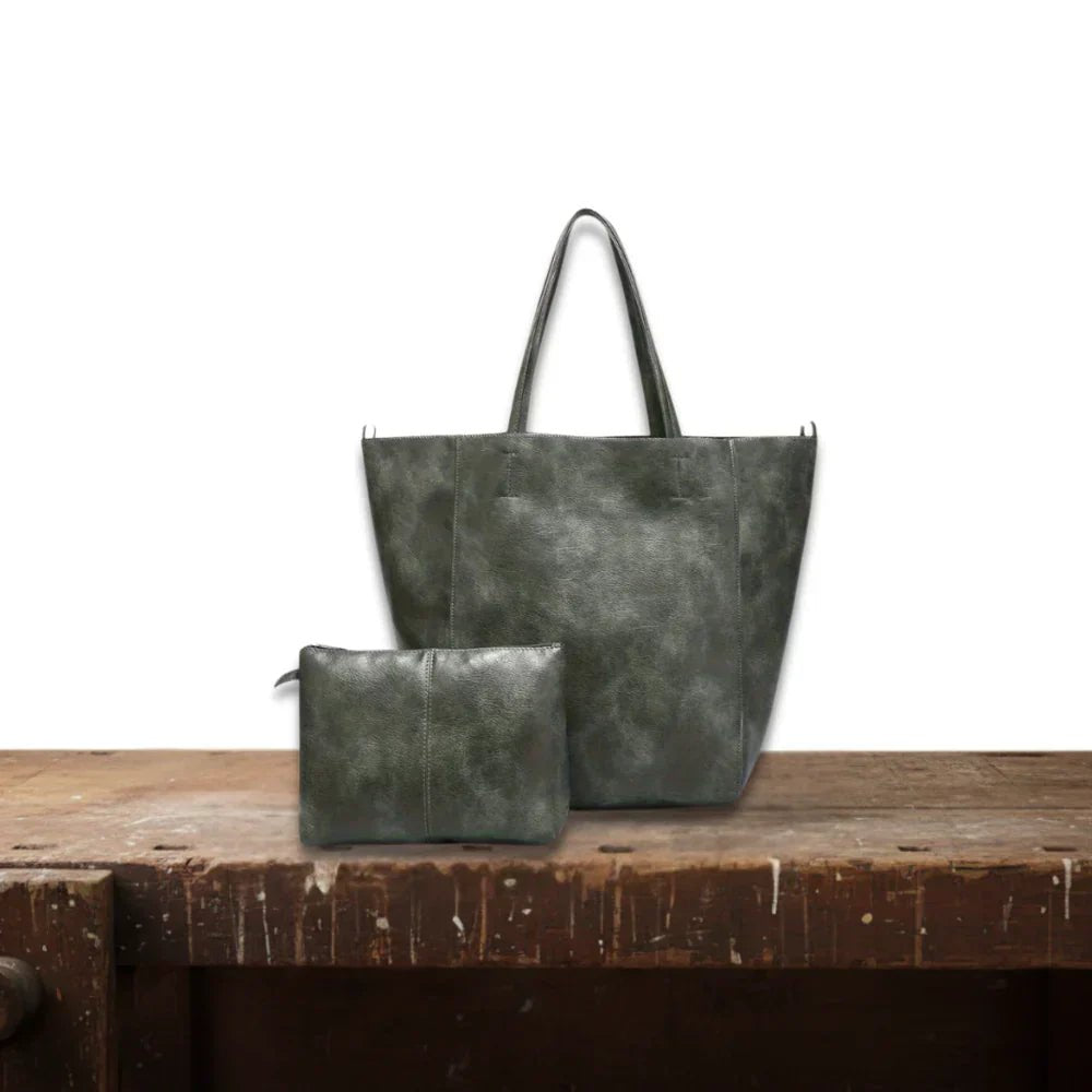 Women's Leather Tote Bag - Green