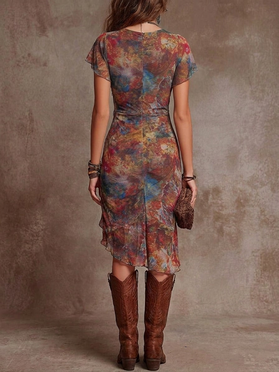 Floral Ruched Mini Dress