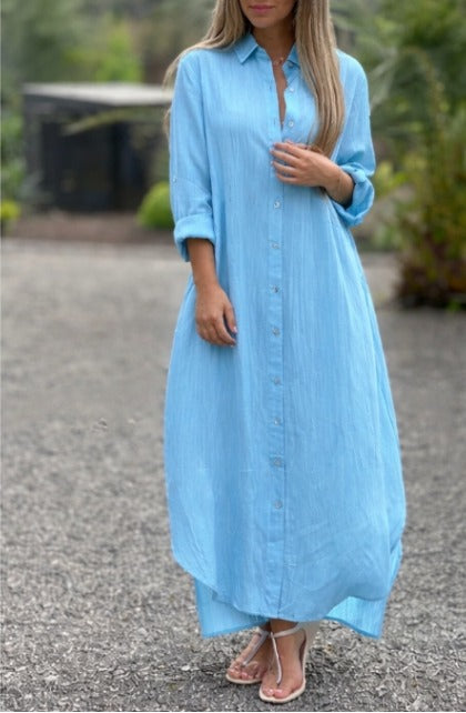 Maxi Shirt Dress - Light Blue
