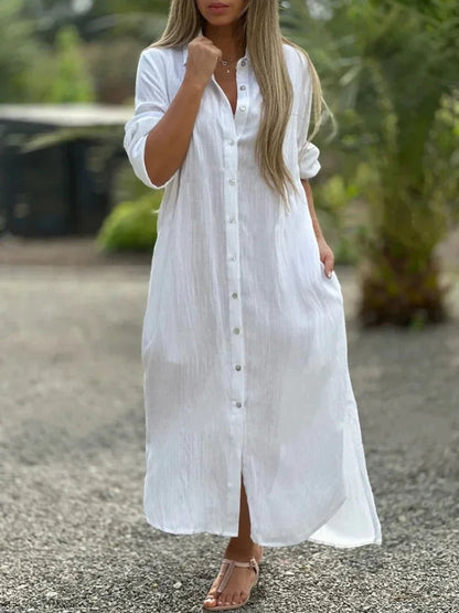 Maxi Shirt Dress - White