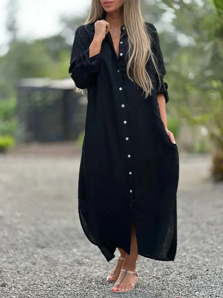 Maxi Shirt Dress - Black
