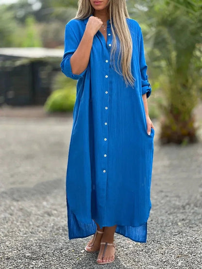 Maxi Shirt Dress - Dark Blue