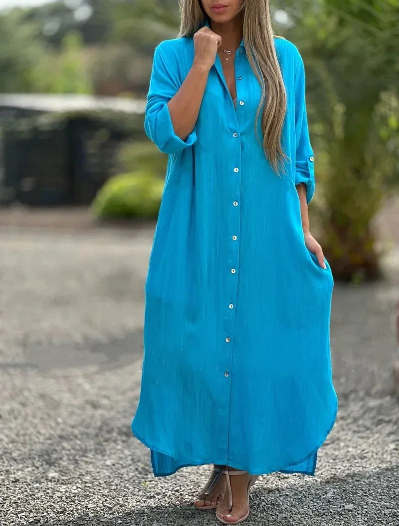 Maxi Shirt Dress - Baby Blue